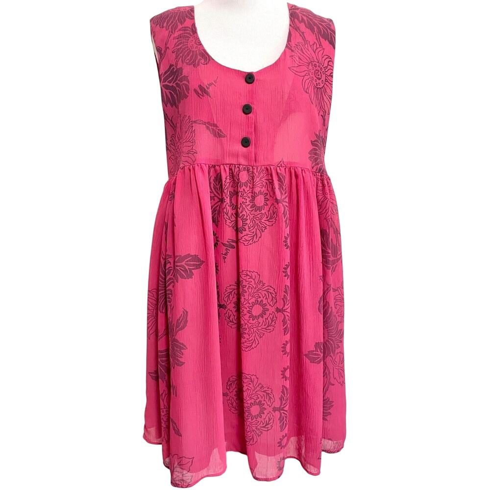 Vintage Mamo Howell Womens Hawaiian Mini Dress S Pink Floral Quilt Pattern Sheer